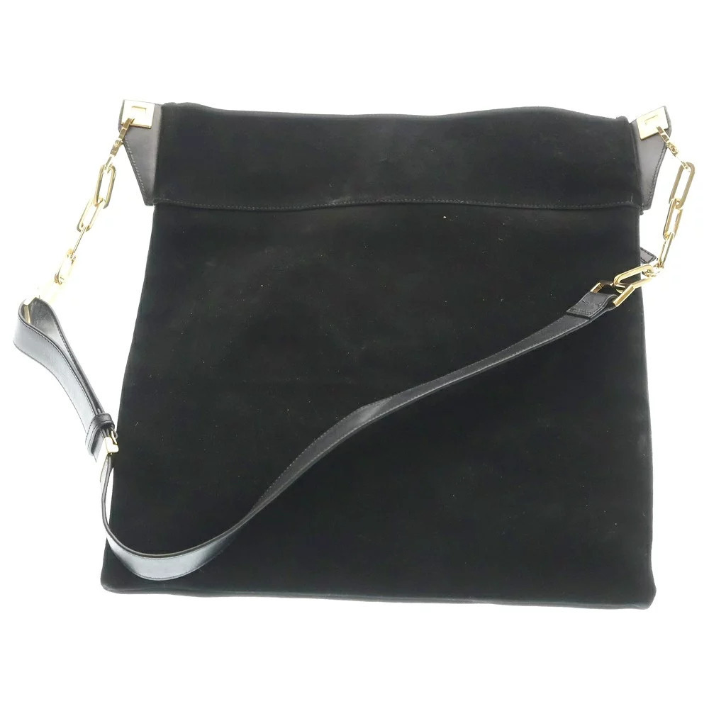 Gucci Shoulder Logo Suede Front Black Bag